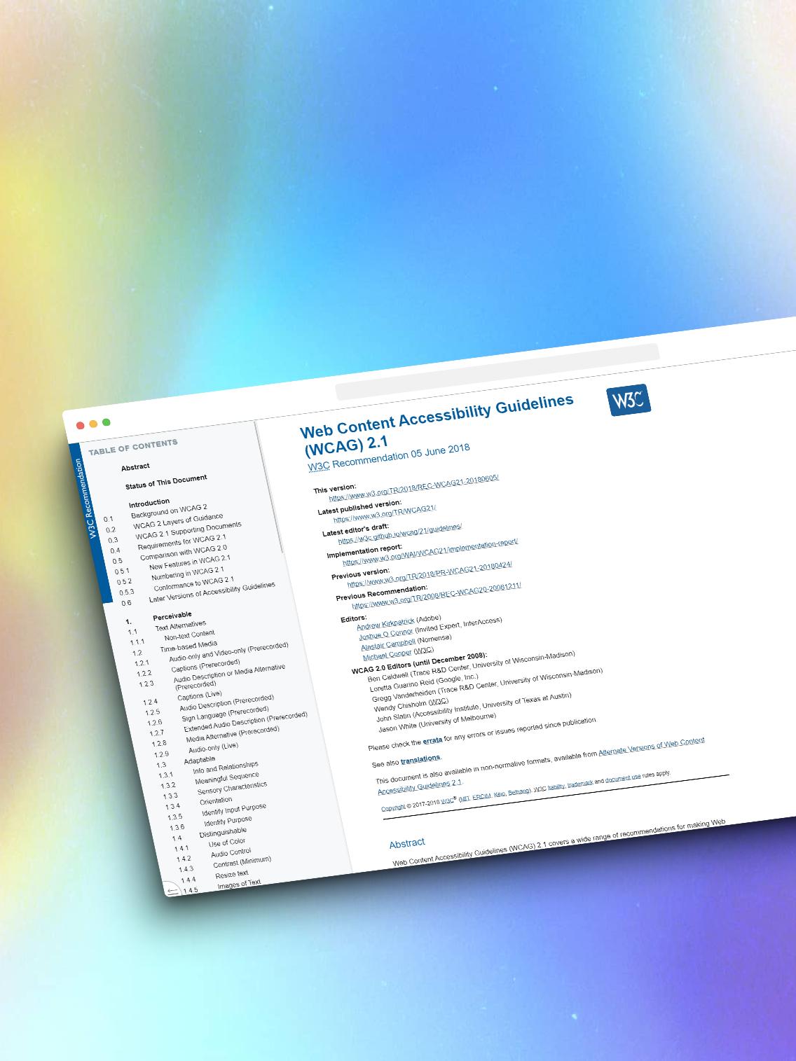 Browserscreenshot der Webseite WCAG 2.1